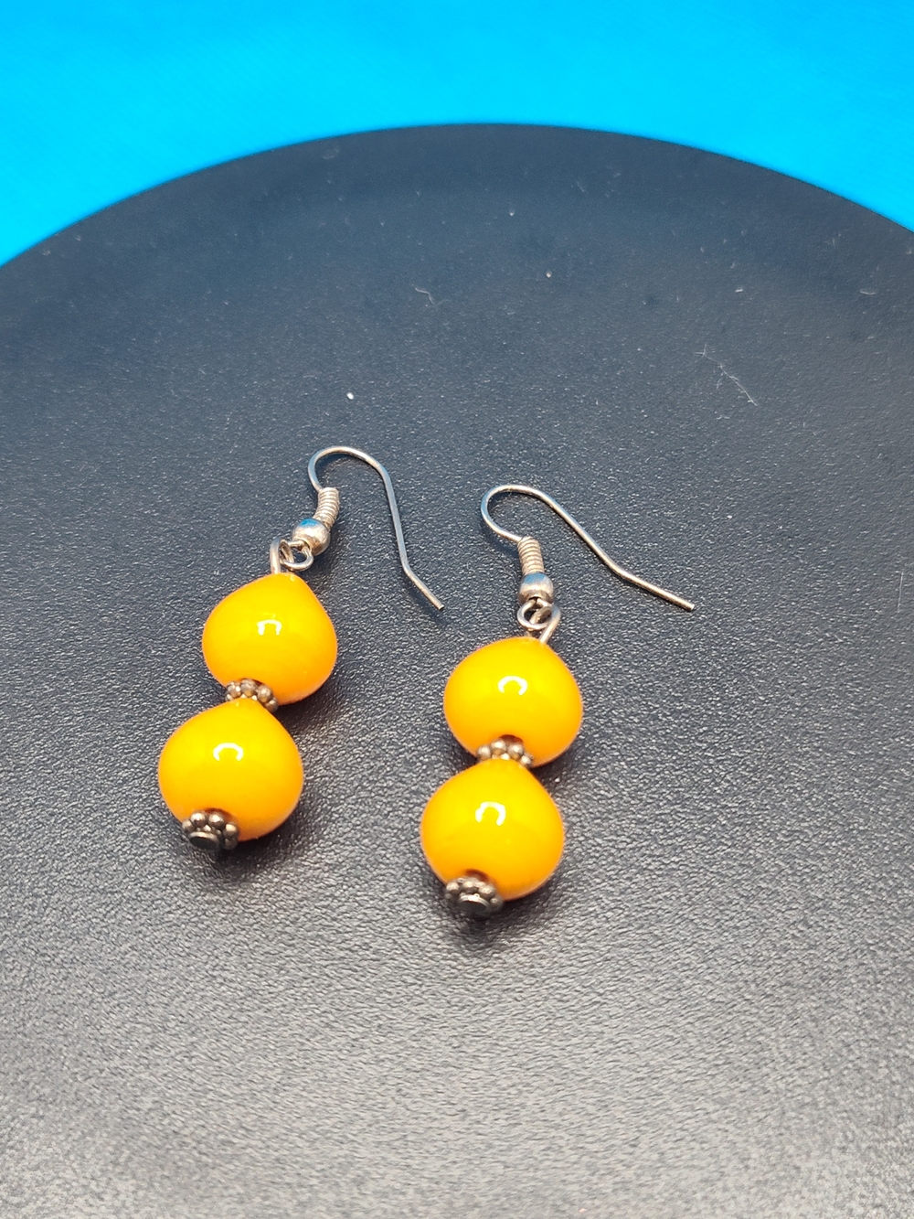 Yellow Bead Drop Earrings - Unbranded